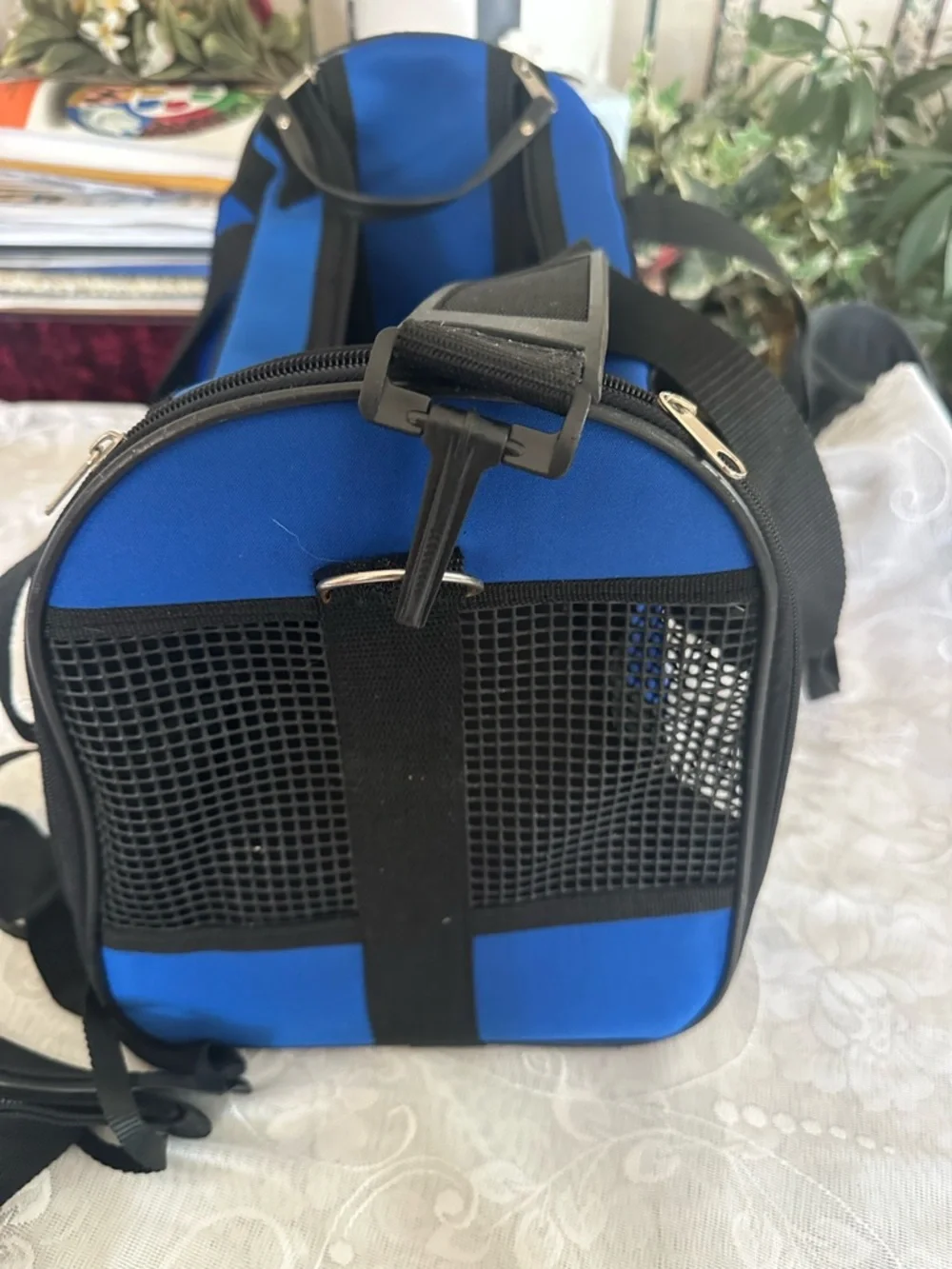 Blue and Black pet Travel carrier